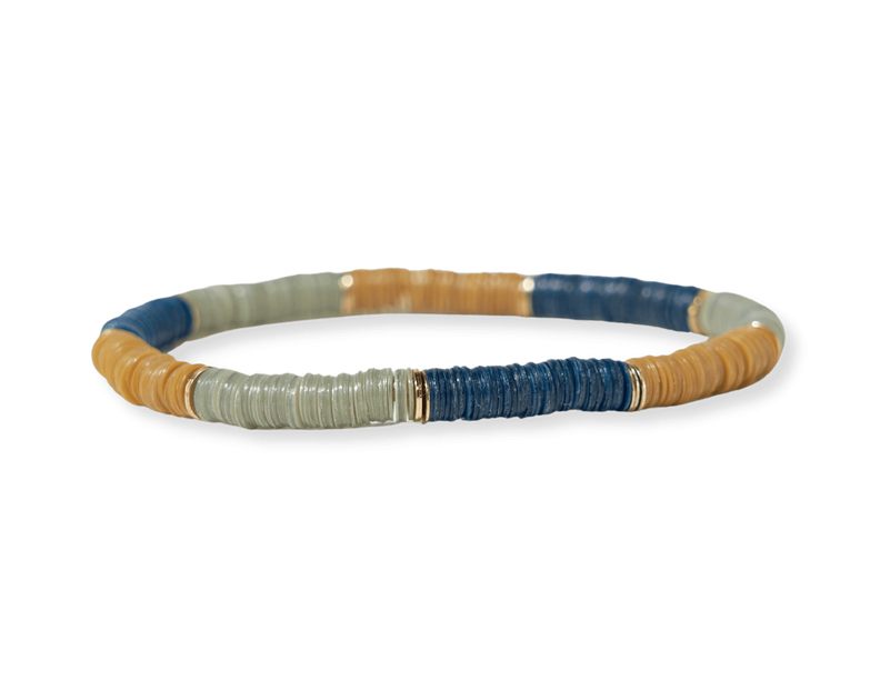 Kenzie Woven Stripes Beaded Stretch Bracelet Navy + Silver – INK+ALLOY, LLC