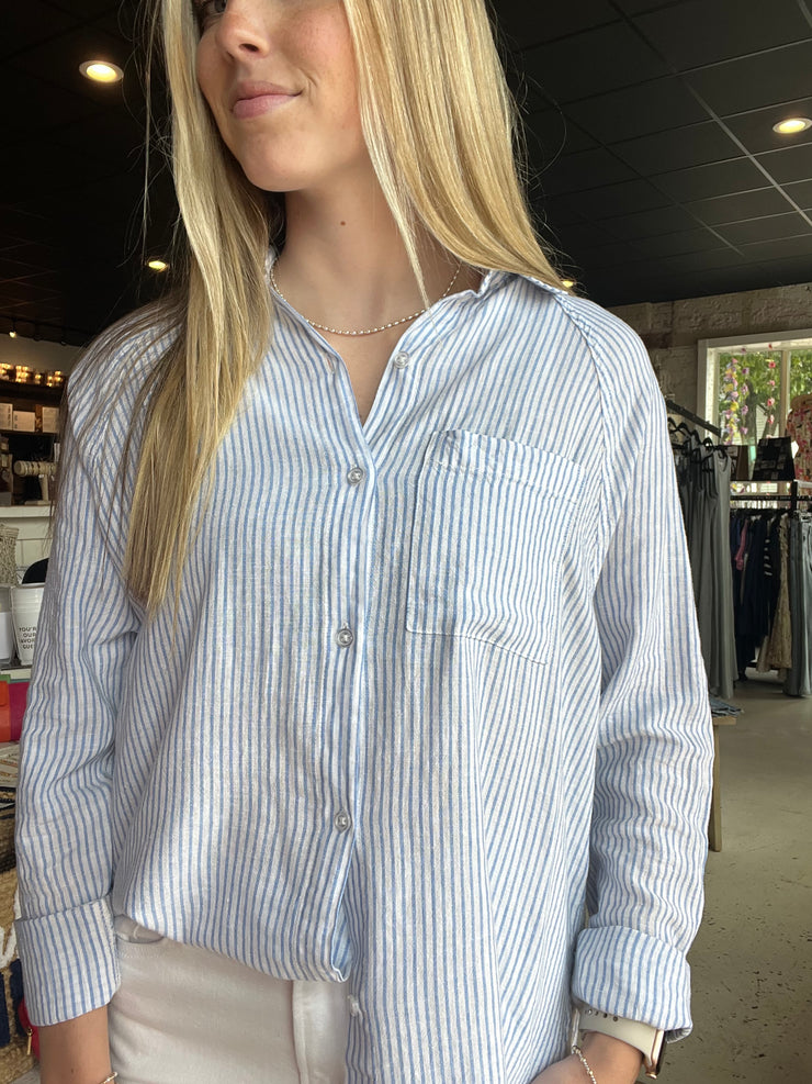 The Perfect Line Top- Baby Blue