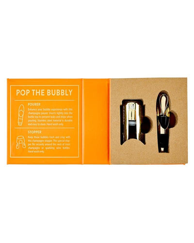 Champagne Stopper + Pourer Book Box - But First, Prosecco