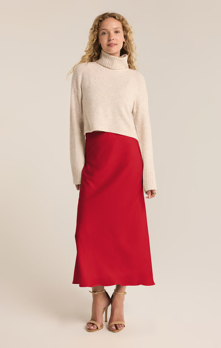 Europa Sheen Midi Skirt Haute Red