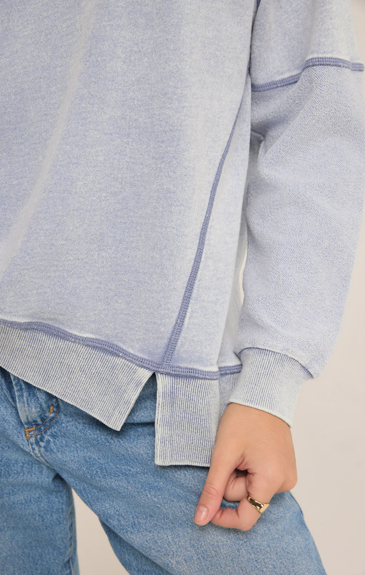 Easy V Knit Denim Sweatshirt