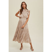 Organza Tiered Midi Dress with Ruffle Detail