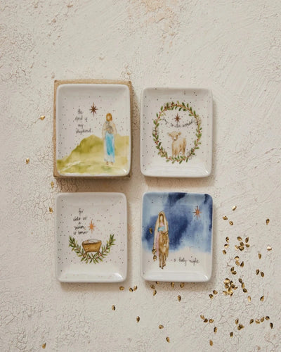 Square Nativity Stoneware Dish Set