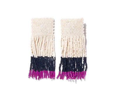 Ava Magenta Color Block Fringe Earrings